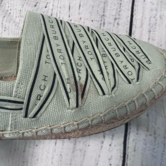 Tory Burch Mint Green Espadrille Flats with Woven Detail Size 7.5 - Picture 8 of 9